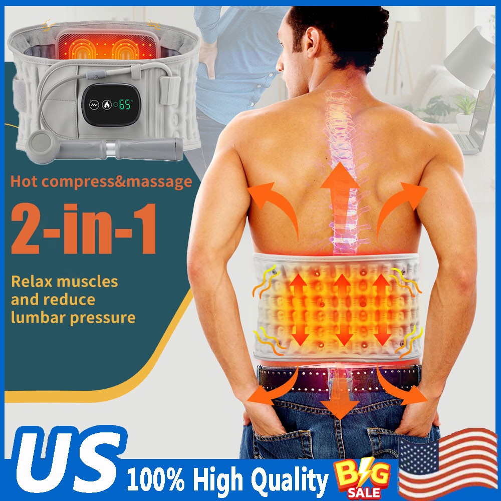 Lumbar Support Decompression Pain Spinal Air Traction Back Belt Heat Inflatable