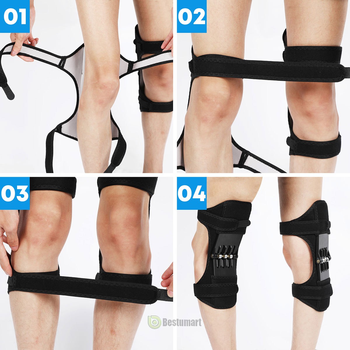 2Pcs Joint Support Brace Knee Pads Booster Lift Squat Sports Power Spring Force
