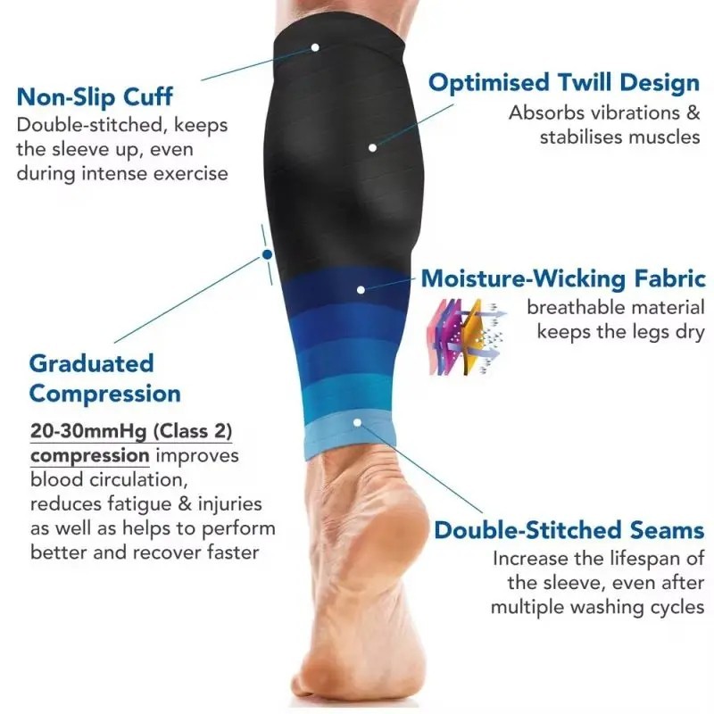 20-30mmHg Compression Calf Sleeves Running Shin Support Socks 1 Pair Unisex
