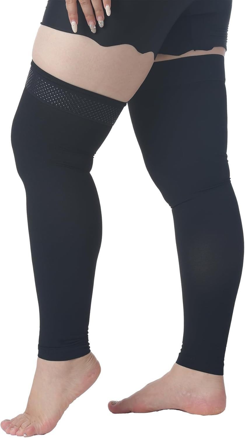 Plus Size 5XL Extra Wide Ankle and Silicone Band, 20-30 mmHg Compression Stoc…