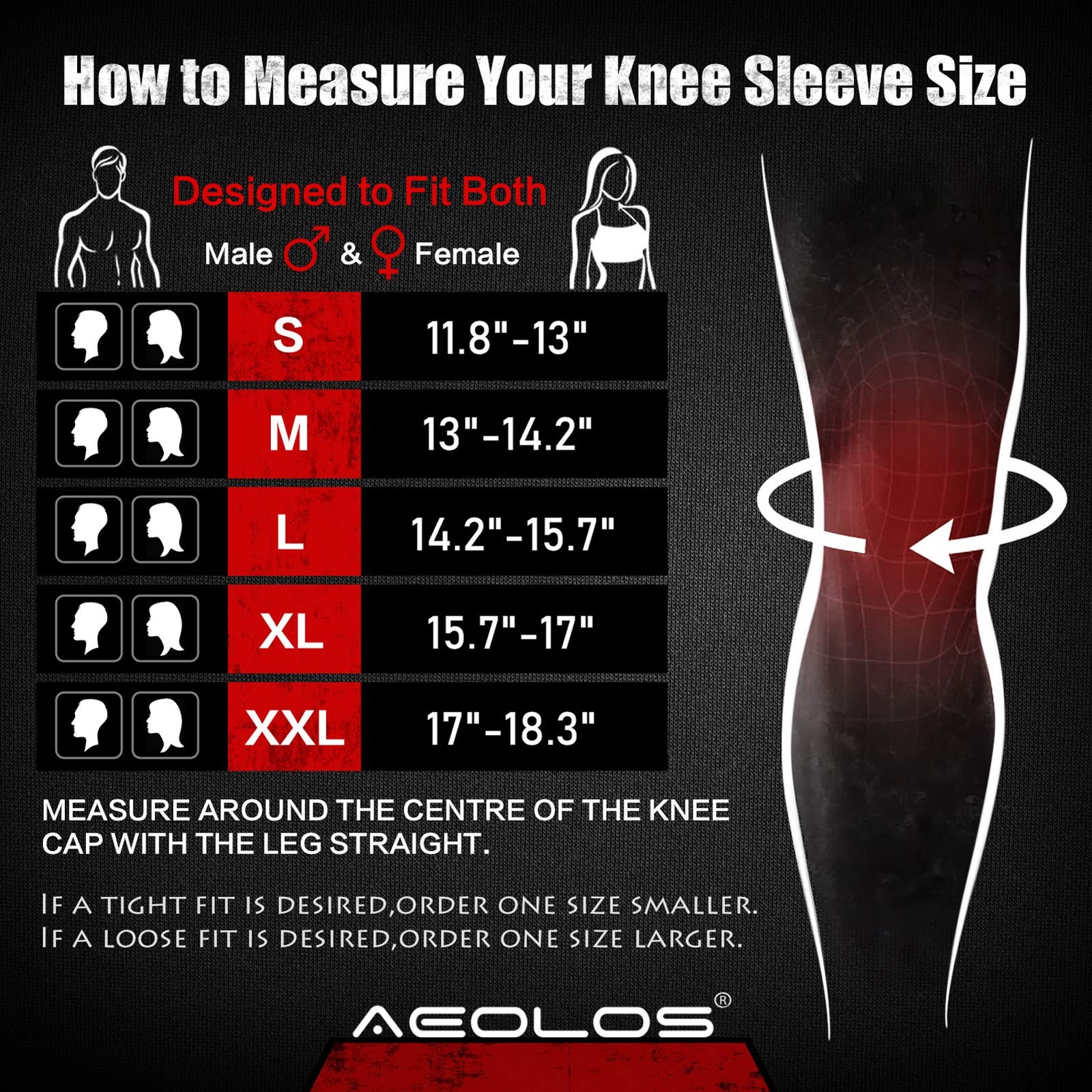 AEOLOS Knee Sleeves (1 Pair)，7mm Compression Braces for Large, Black3
