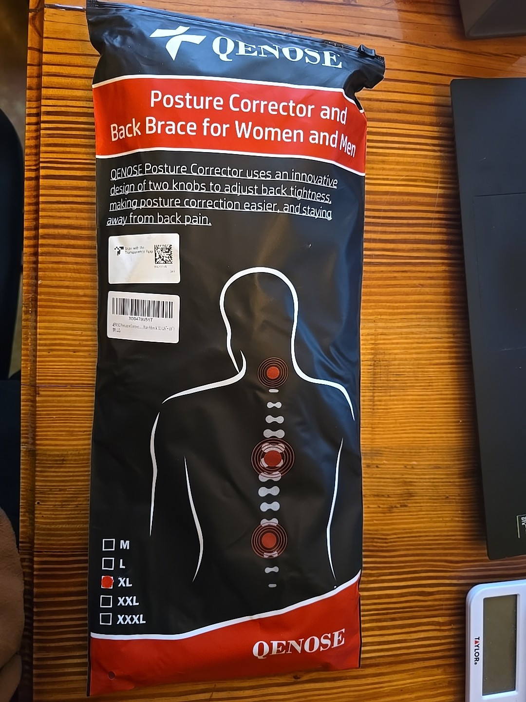 Qenose Posture Corrector & Back Brace For Women & Men Knob Adjustable Size XL