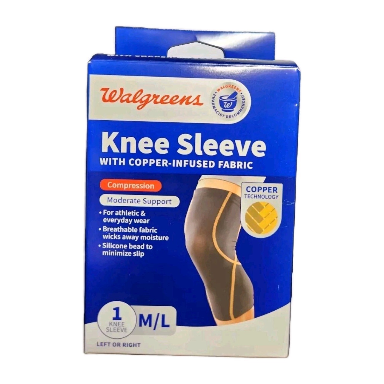 Walgreens Compression Knee Sleeve With Copper Infused Fabric-1 Knee Sleeve (M/L)