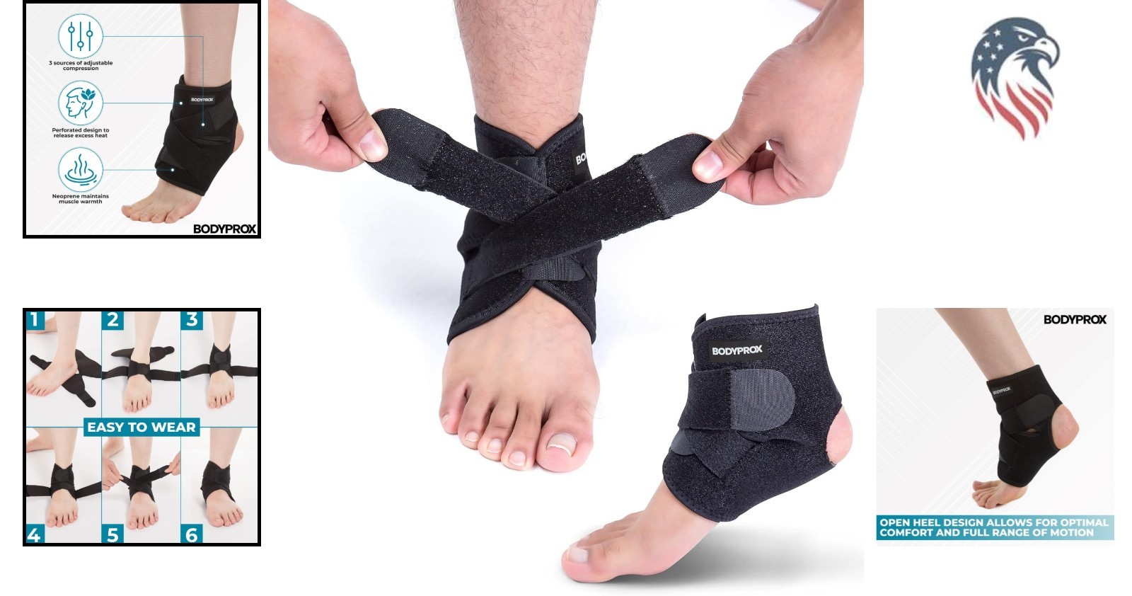 Ankle Support Brace Compatible with Sports Activity Adult One Size Black