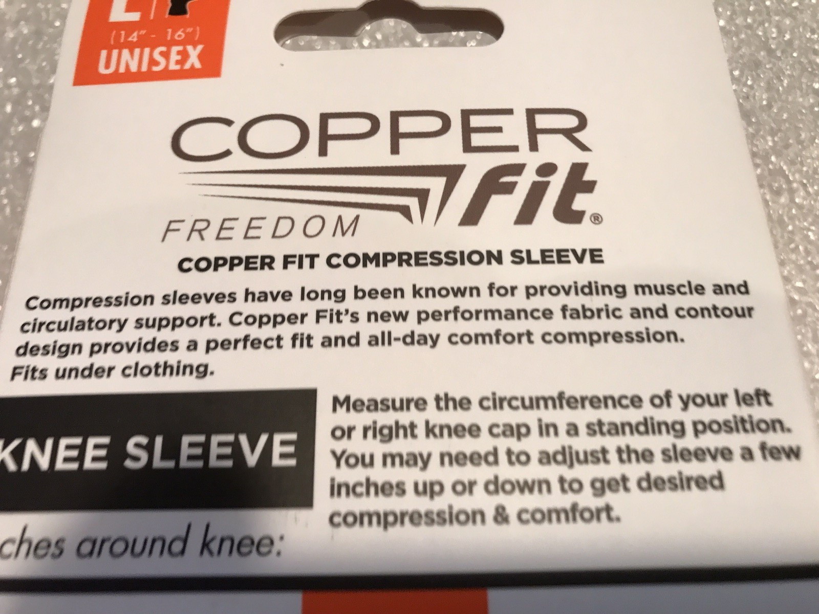 Copper Fit Knee Freedom Compression Sleeve – Large 14”-16” New