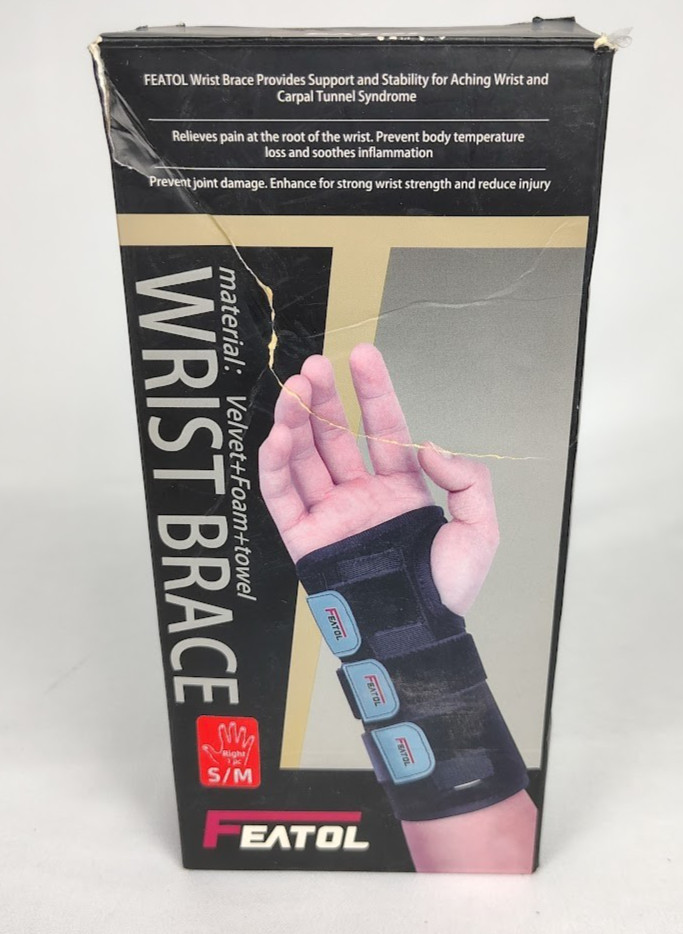Featol Wrist Brace Right Hand S/M Carpal Tunnel Support Adjustable Splint NIB