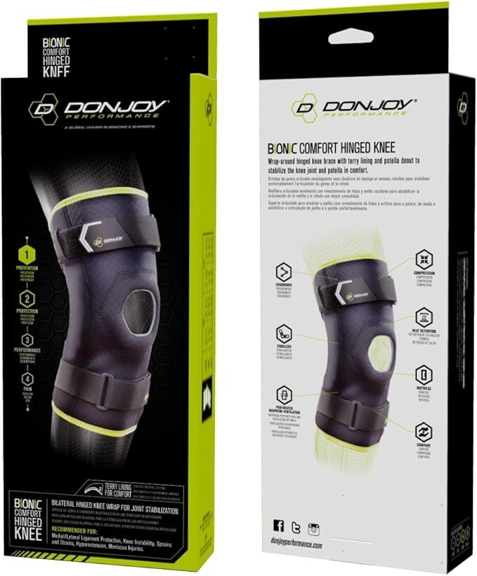 DonJoy Performance Brace Bionic Comfort Hinged Knee Wrap, S/M