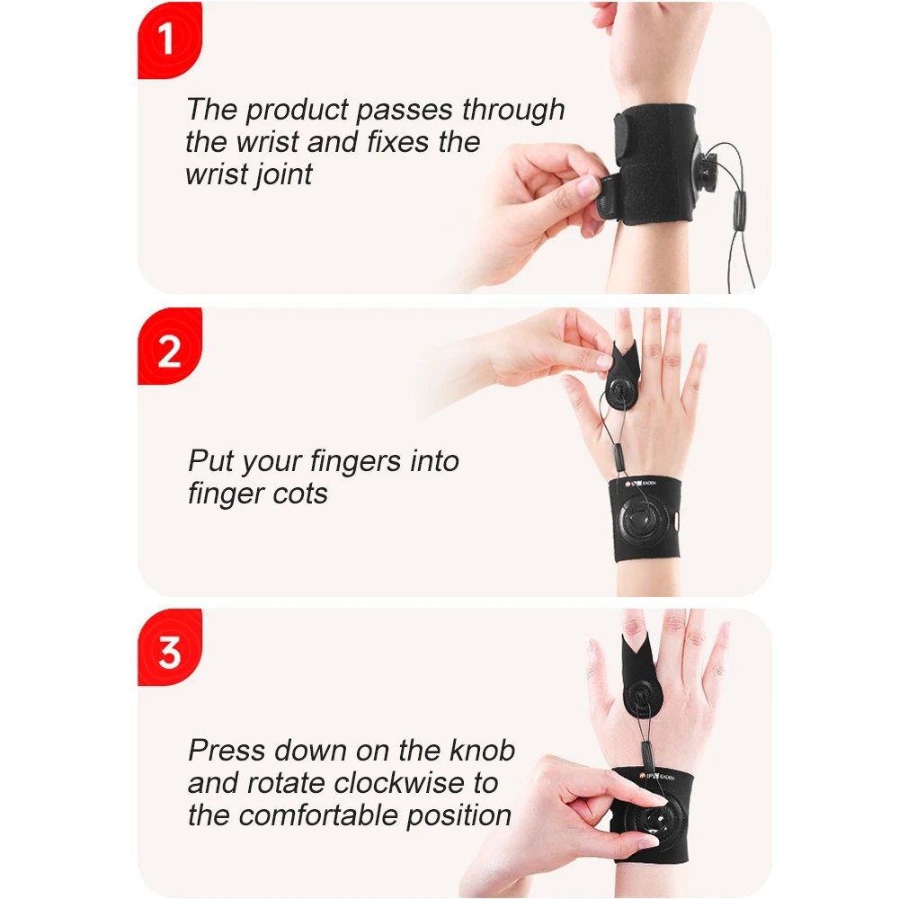 Adjustable Finger Splint Trigger Finger Brace Support S M Black 1PC