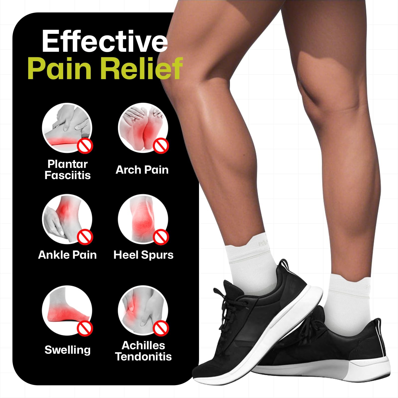 PAPLUS 3 Pairs Plantar Fasciitis X-Large, 1 Black+1 White+1 Gray（3 pairs）