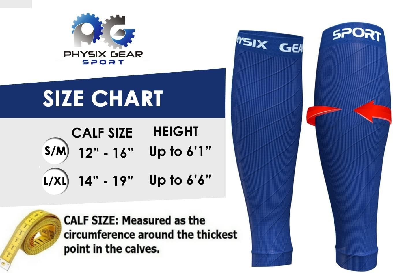 Calf Compression Sleeve for Men & Women, Best Footless Socks for Shin L/XL Blue