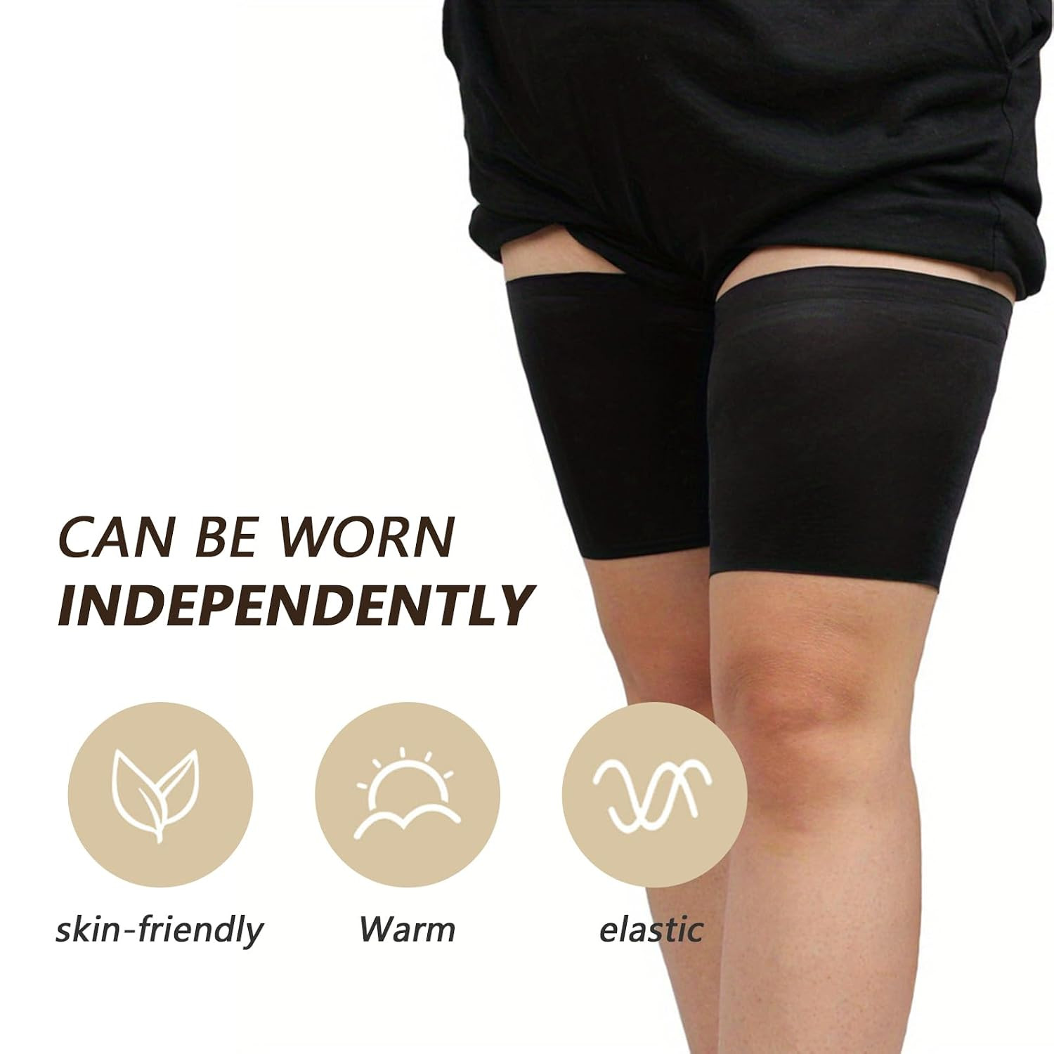 1 Pair Thigh Compression Sleeves Adjustable Elastic Anti Chafing Bands Wraps
