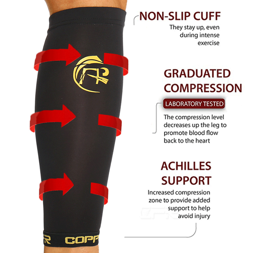 Copper Compression Calf Leg Support Brace Socks Sport Shin Splint Varicose Vein