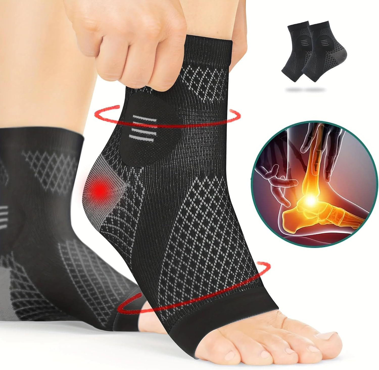Ankle Brace for Women & Men,4 Pairs Ultra Breathable Plantar Fasciitis Socks,Ank