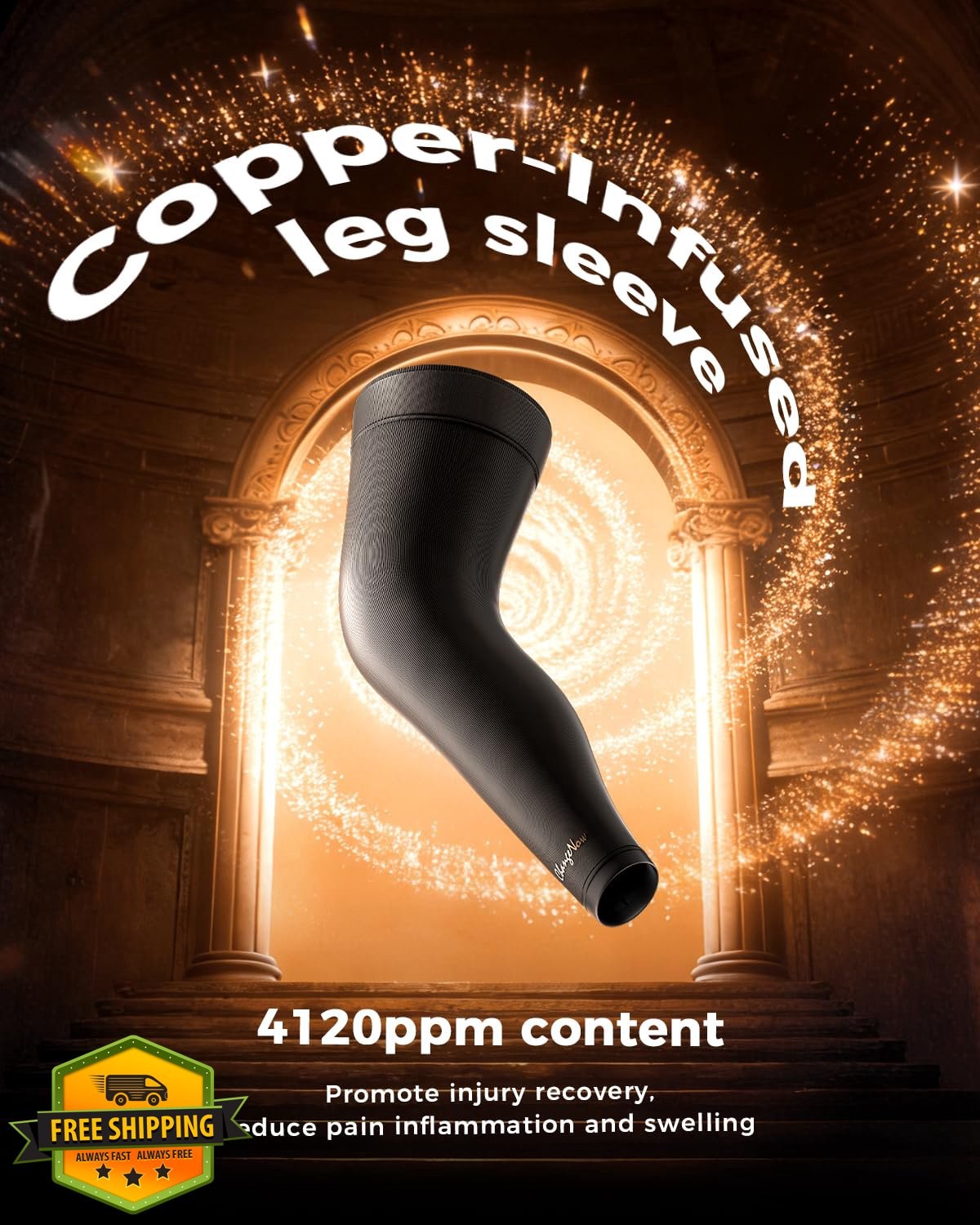 changenow Copper Compression Leg Sleeve Black Medium