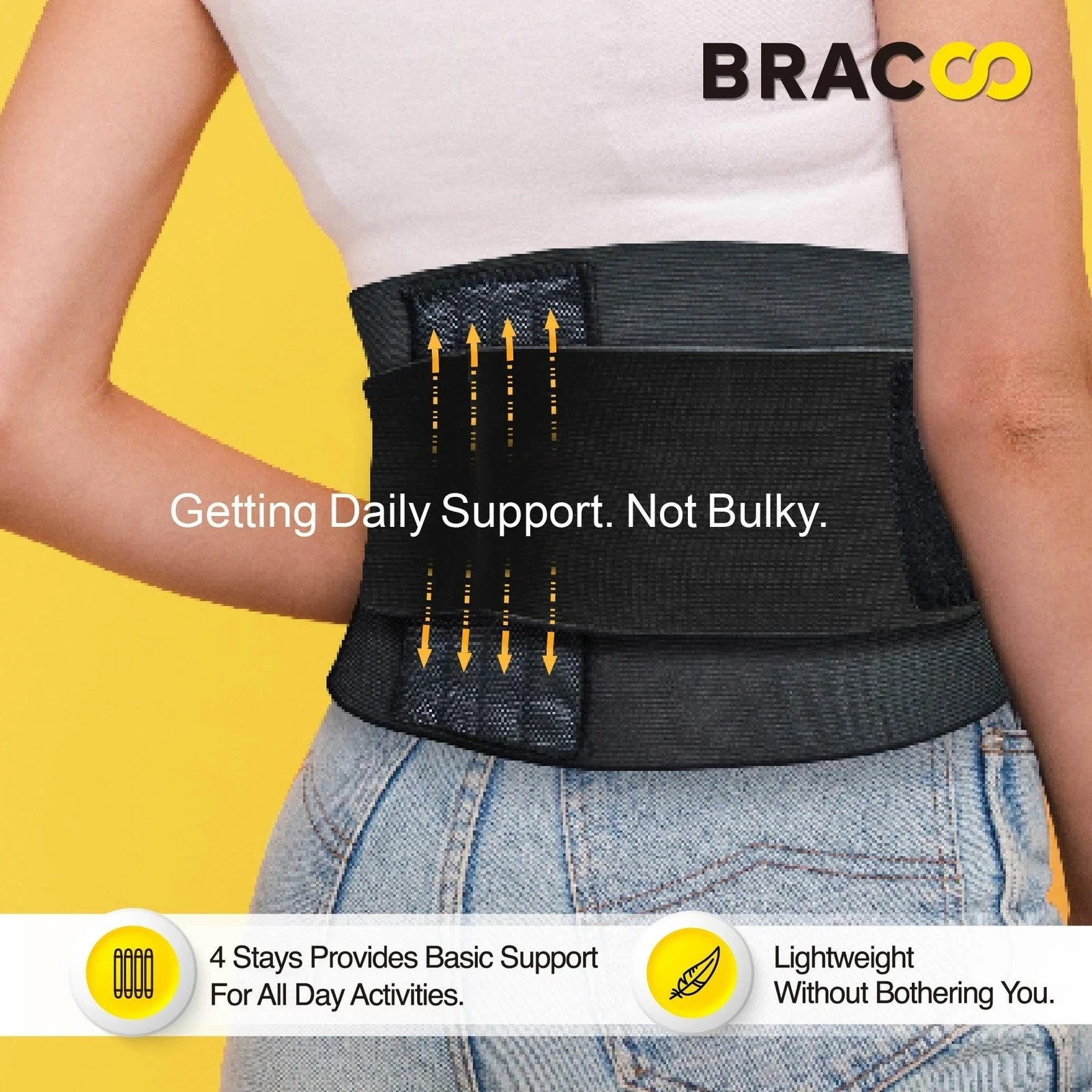 Bracoo Adjustable Back Brace, Back Pain Relief Support for Men and Women, Ide…