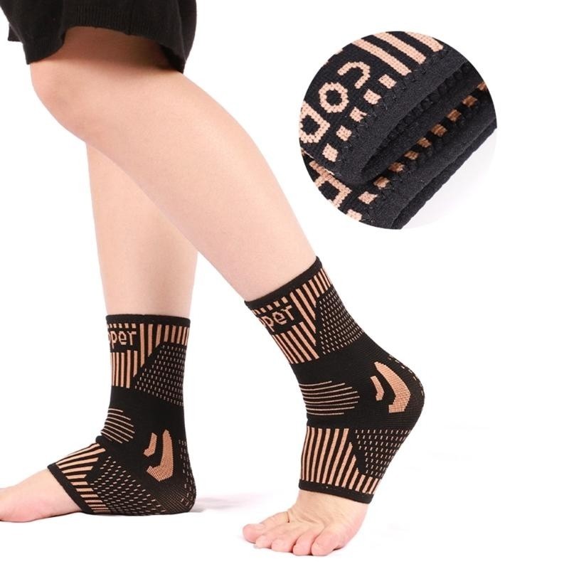 Copper Ankle Support Brace Stabilizer Compression Sleeve Socks Foot Pain Relief