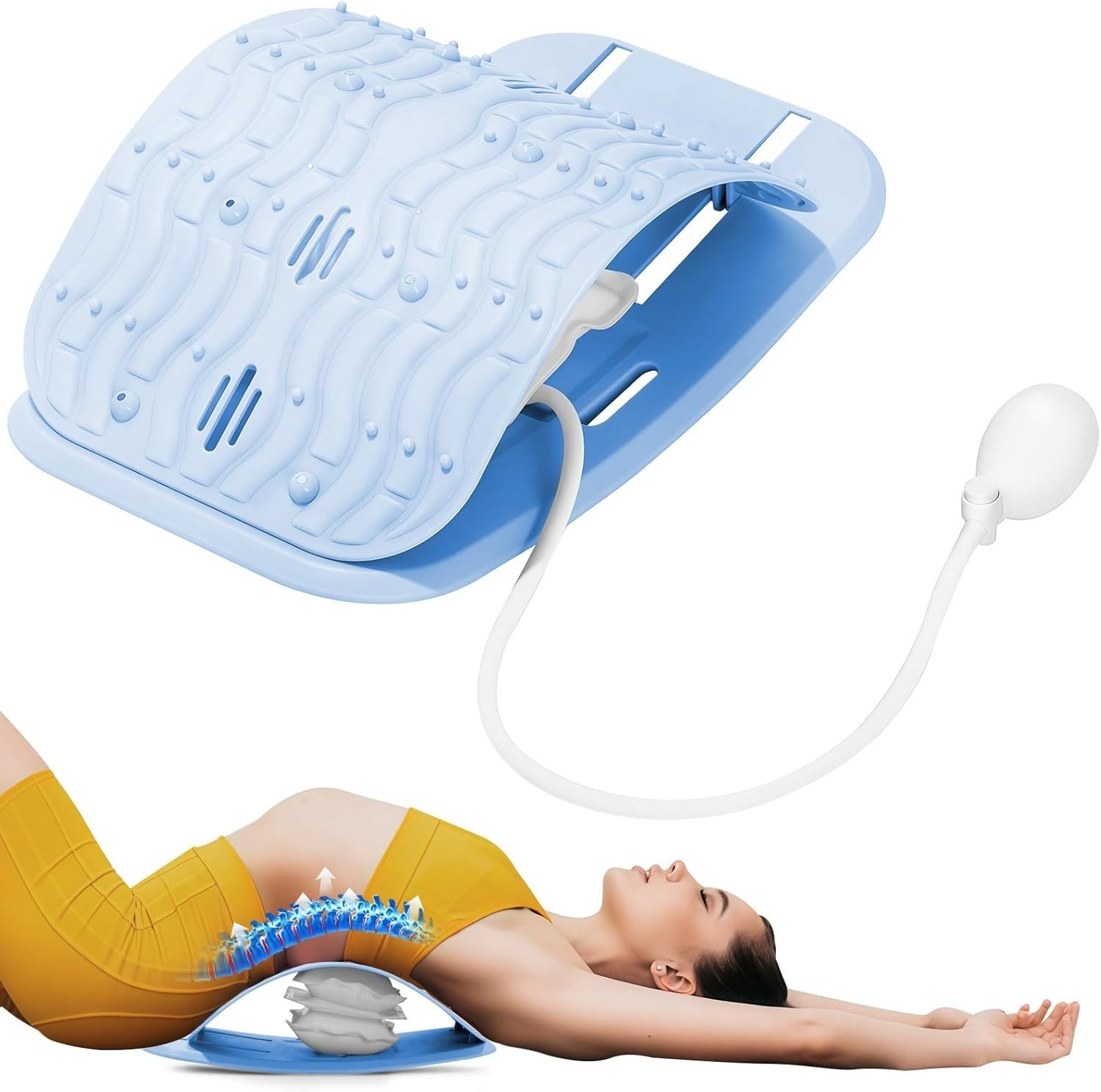 Ergonomic Lumbar Support Board, Lower Back Stretcher Adjustable Air Compressi…