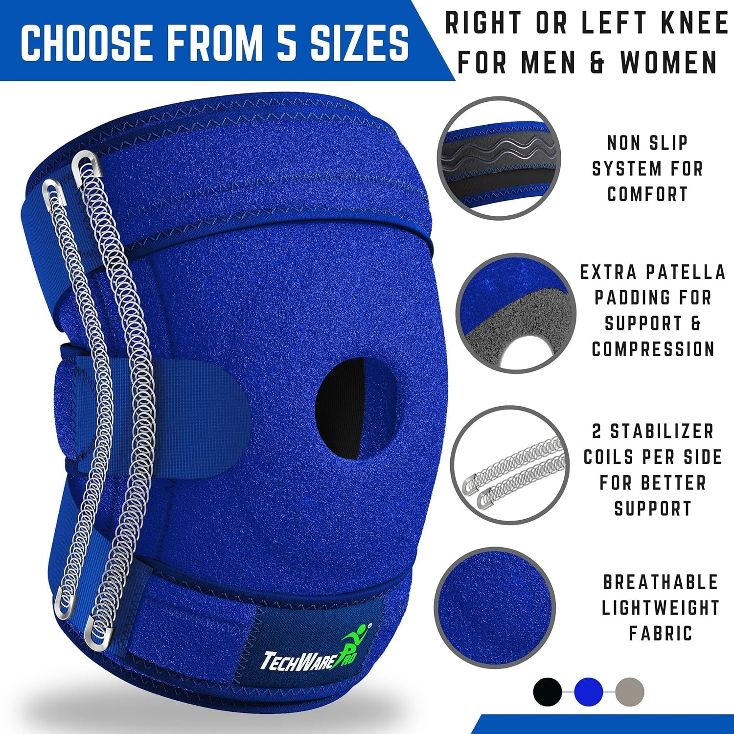 Durable Knee Brace Support with Flexible Stabilizers for All Sports Activities