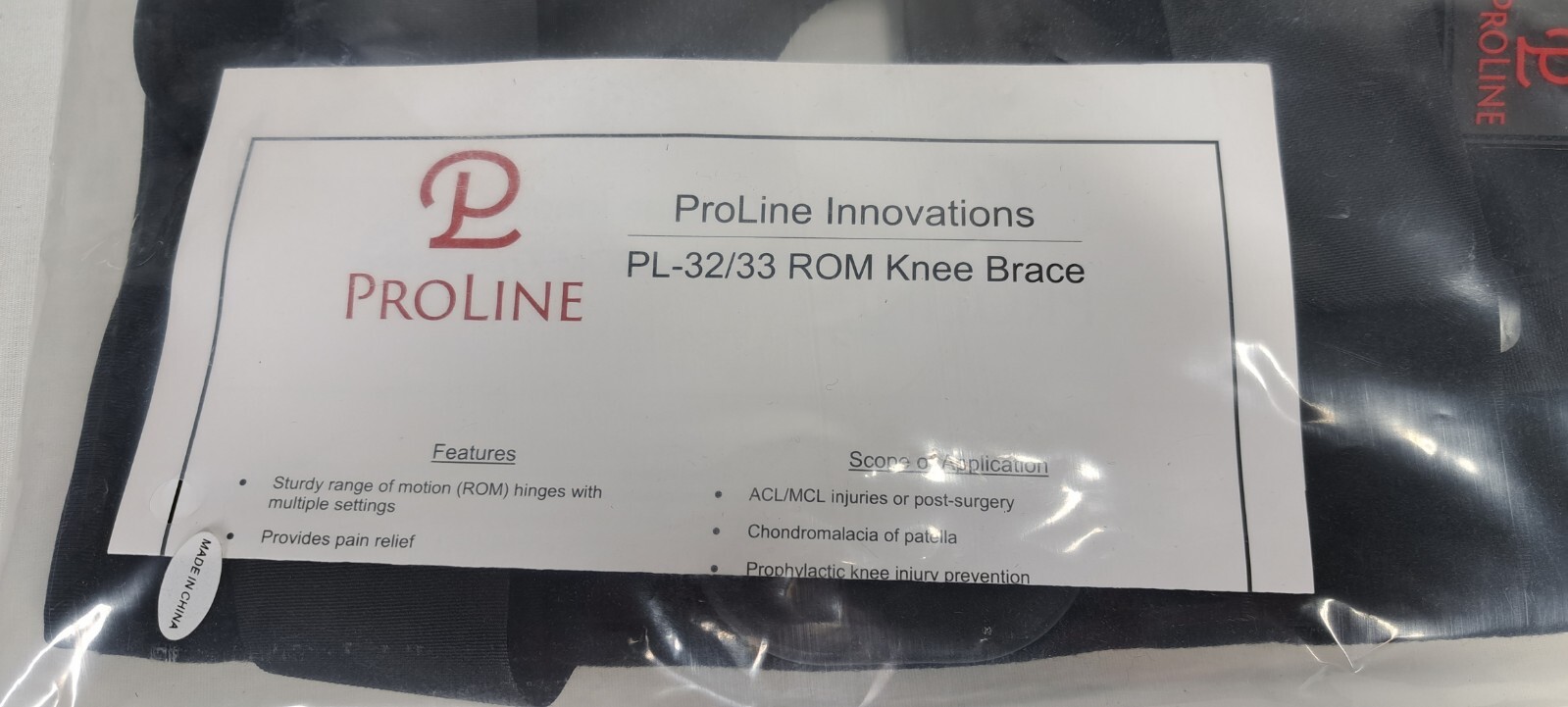 ProLine Innovations PL-32/33 ROM Knee Support Bilateral Universal Knee Support