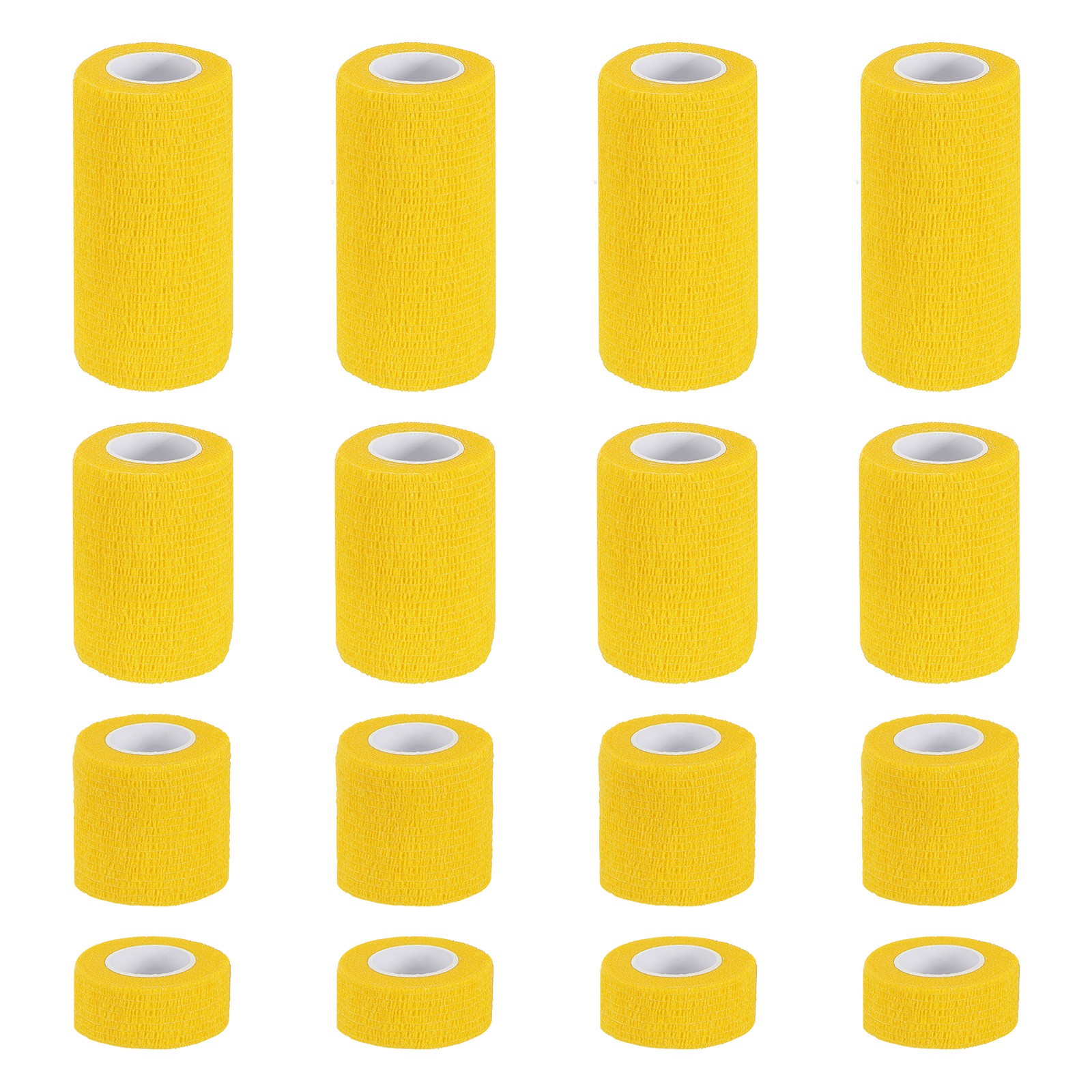 1″/2″/3″/4″ 16 Pcs 5 Yard Self Adhesive Bandage Wrap Self Tape Yellow