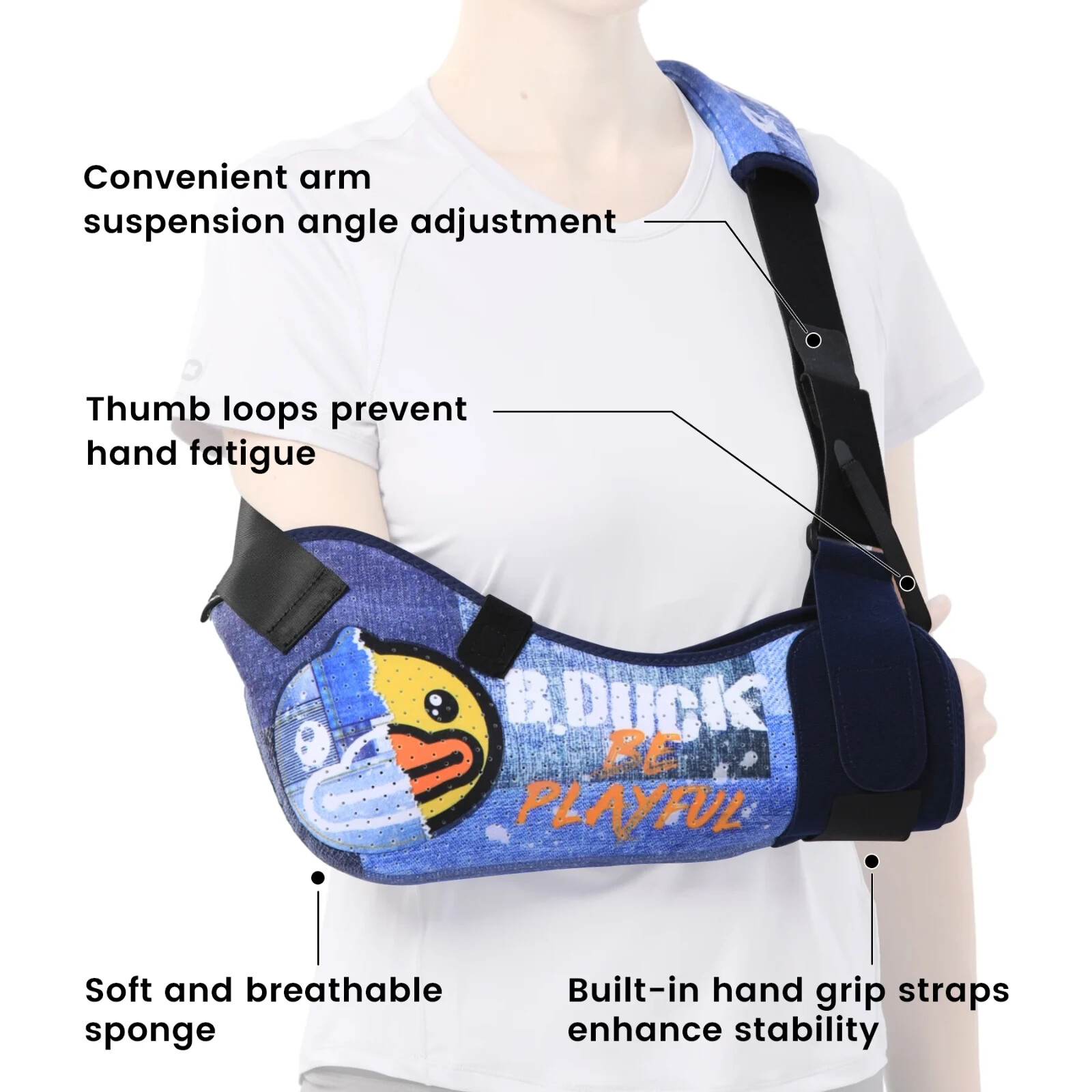Velpeau Adult Arm Sling W/ Waist Strap B.DUCK Right Hand Arm Support Brace