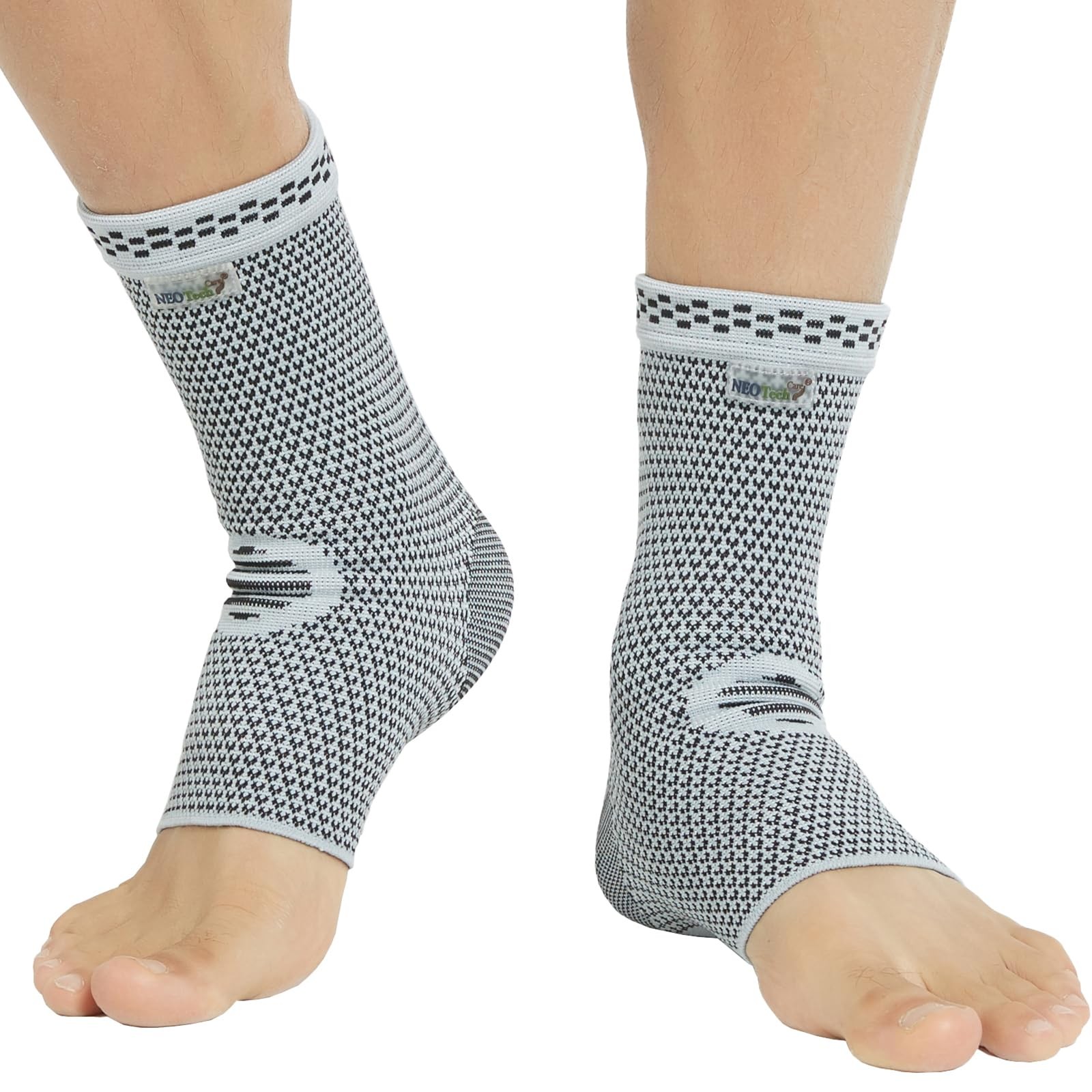 NeoTech Care Ankle Support Brace – Breathable – Men, Large (1 Pair), Grey