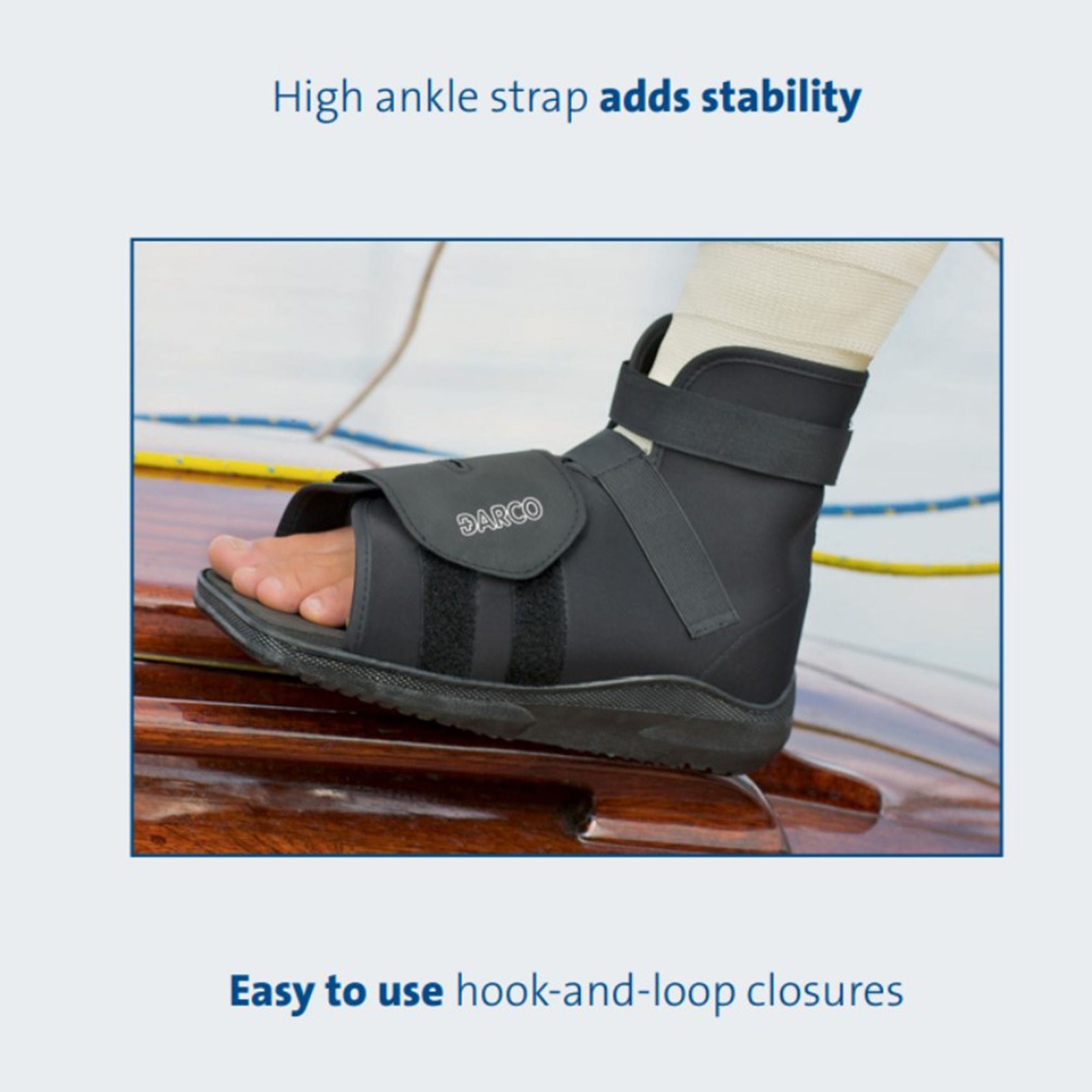 SlimLine Black Cast Boot Medium Hook and Loop SLQ2B