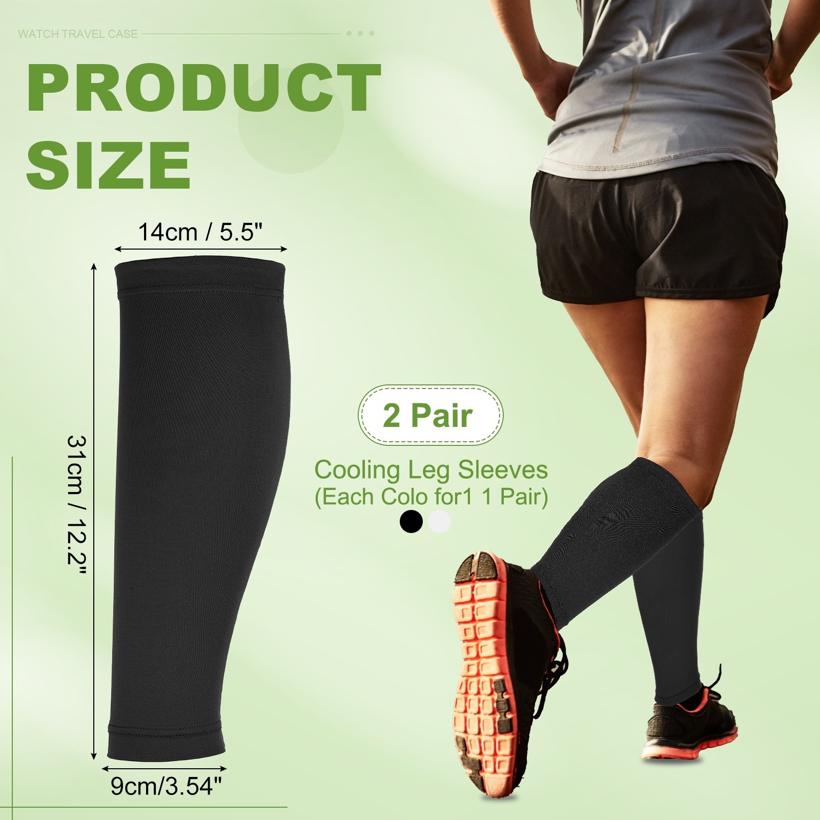 2Pair Sun Protection Leg Sleeves with Anti-slip Silicone Strips, Black/White