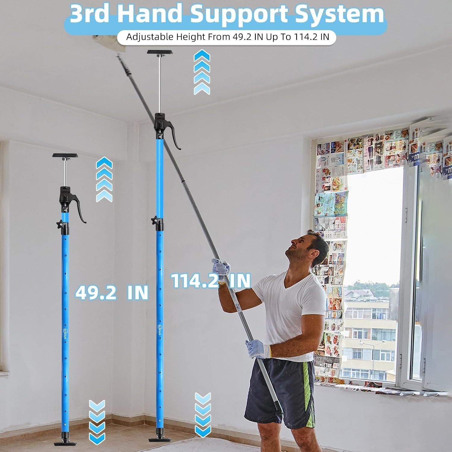 Telescopic Support Poles 49.2-114.2 in – Ideal for Cabinets & Cargo Applications