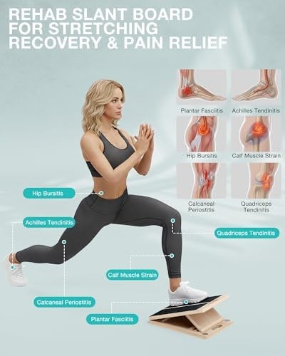 Slant Board for Calf-Stretching – Adjustable Wooden Incline Wedge for Squats …