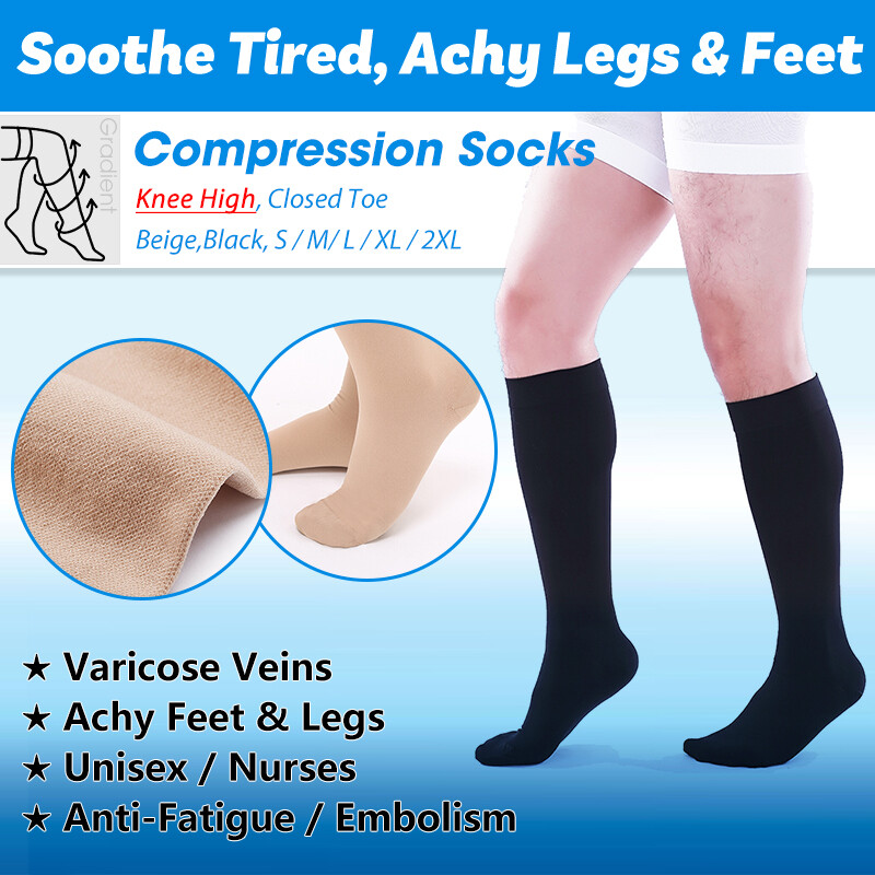 Compression Socks Men Women 23-32 mmHg Knee High Medical Treatment Flight Travel