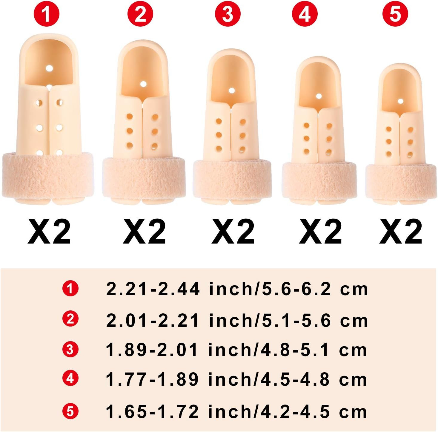 10pcs Finger Splints Set – 5 Sizes EVA Fingertip & Thumb Brace Supports (Beige)!