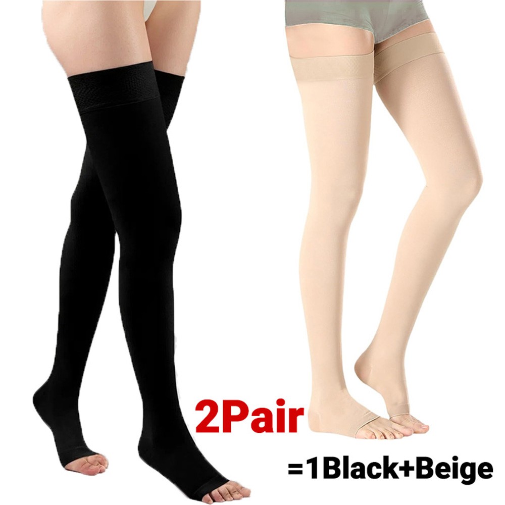 Compression Socks Thigh High Open Toe,20-30 mmHg Stockings Varicose Veins Travel