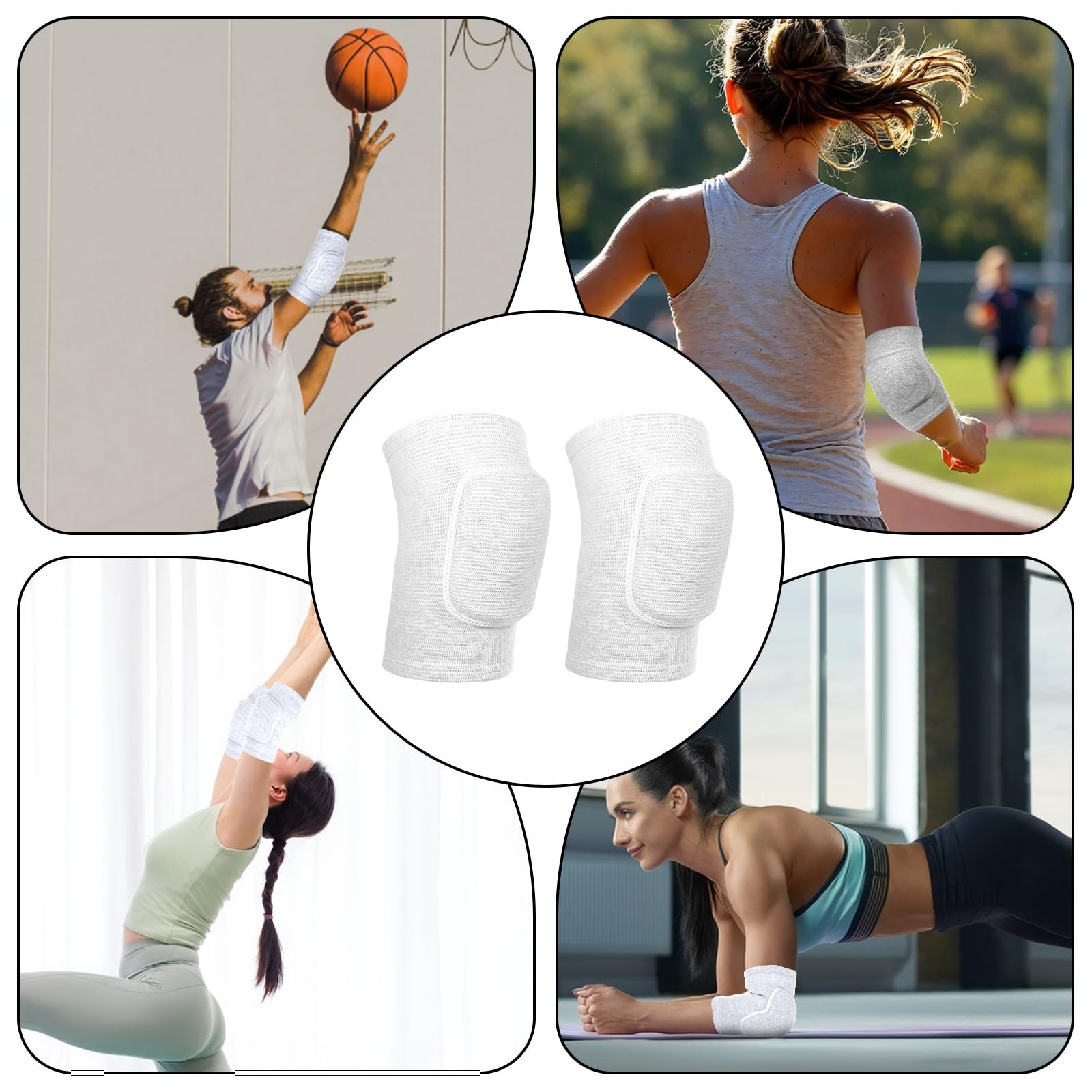 1 Pair Elbow Pads Thicken Sponge White Breathable Protective Arm Support Sports
