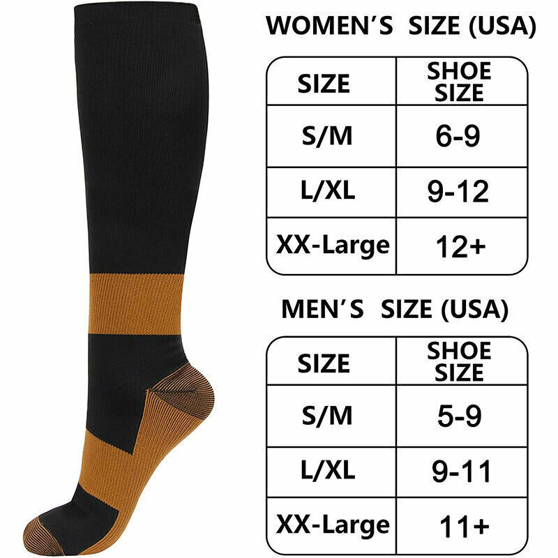 Lot Pairs Copper Compression Socks 20-30mmHg Graduated Support Mens Womens S-XXL