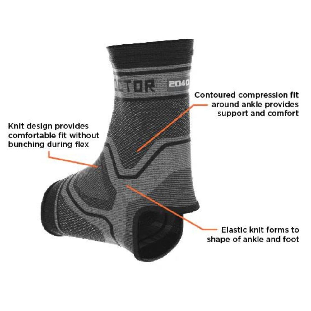 Shock Doctor Compression Knit Ankle Sleeve – Grey/Black – New