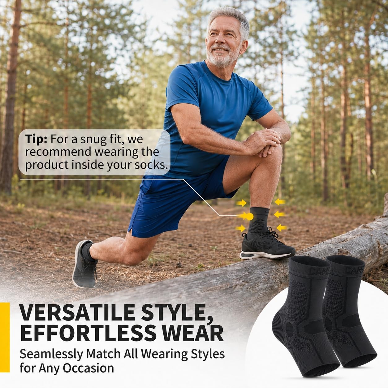 2 Pack Ankle Brace Compression Sleeve Foot Socks for Injury Recovery Joint Pain