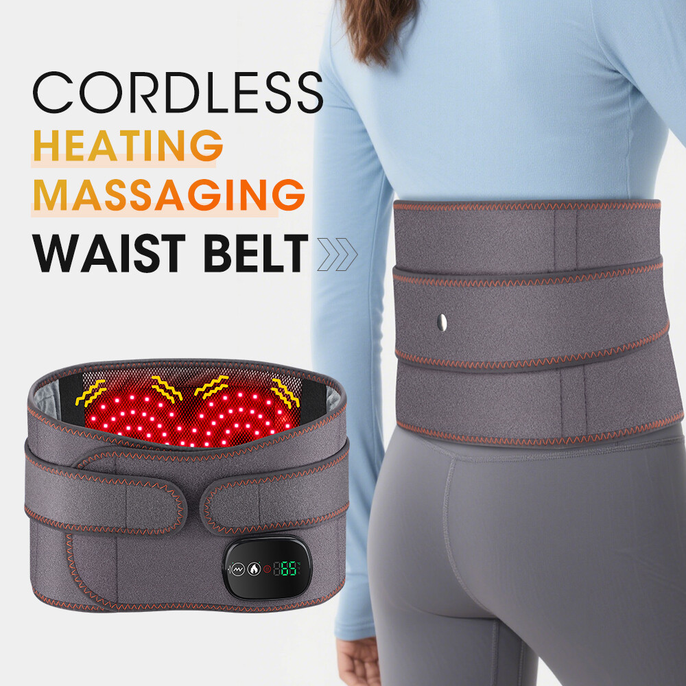 Lumbar Massager, Heated Waist Belt Wrap, Lower Back Massager with Heat Vibration