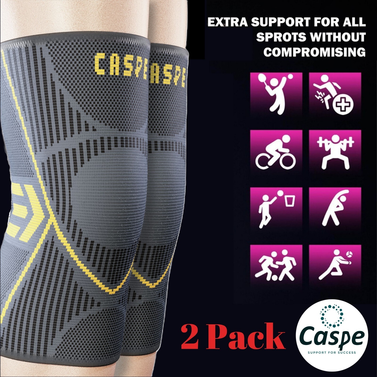 2X Knee Sleeve Compression Brace Knee Support Sport Joint Pain Arthritis Relief