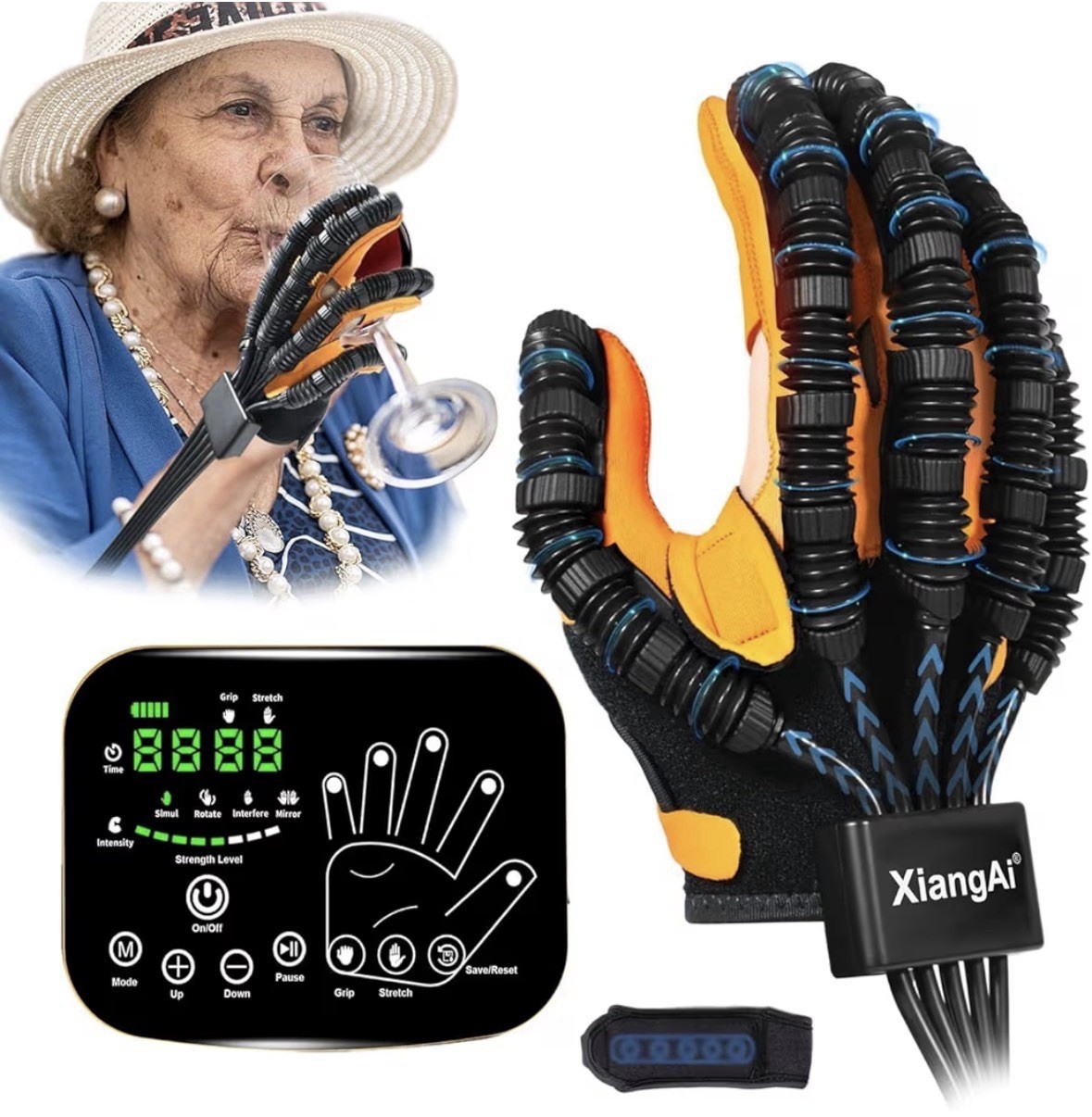 Robotic Rehabilitation Glove Finger Training Rechargeable 4 Modes Adult