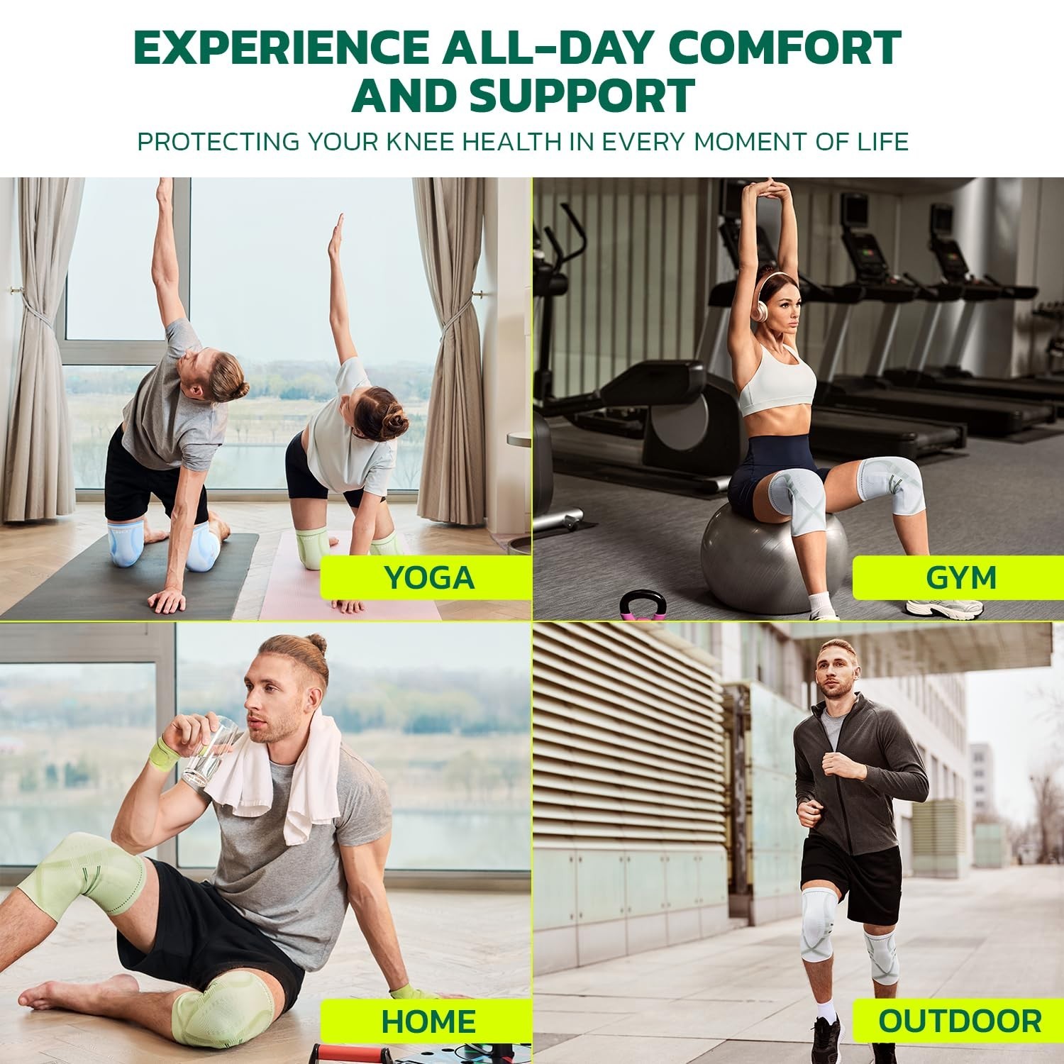 Compression Knee Brace (2pc) for Women & Men – Size Medium – Knee Sleeve Support