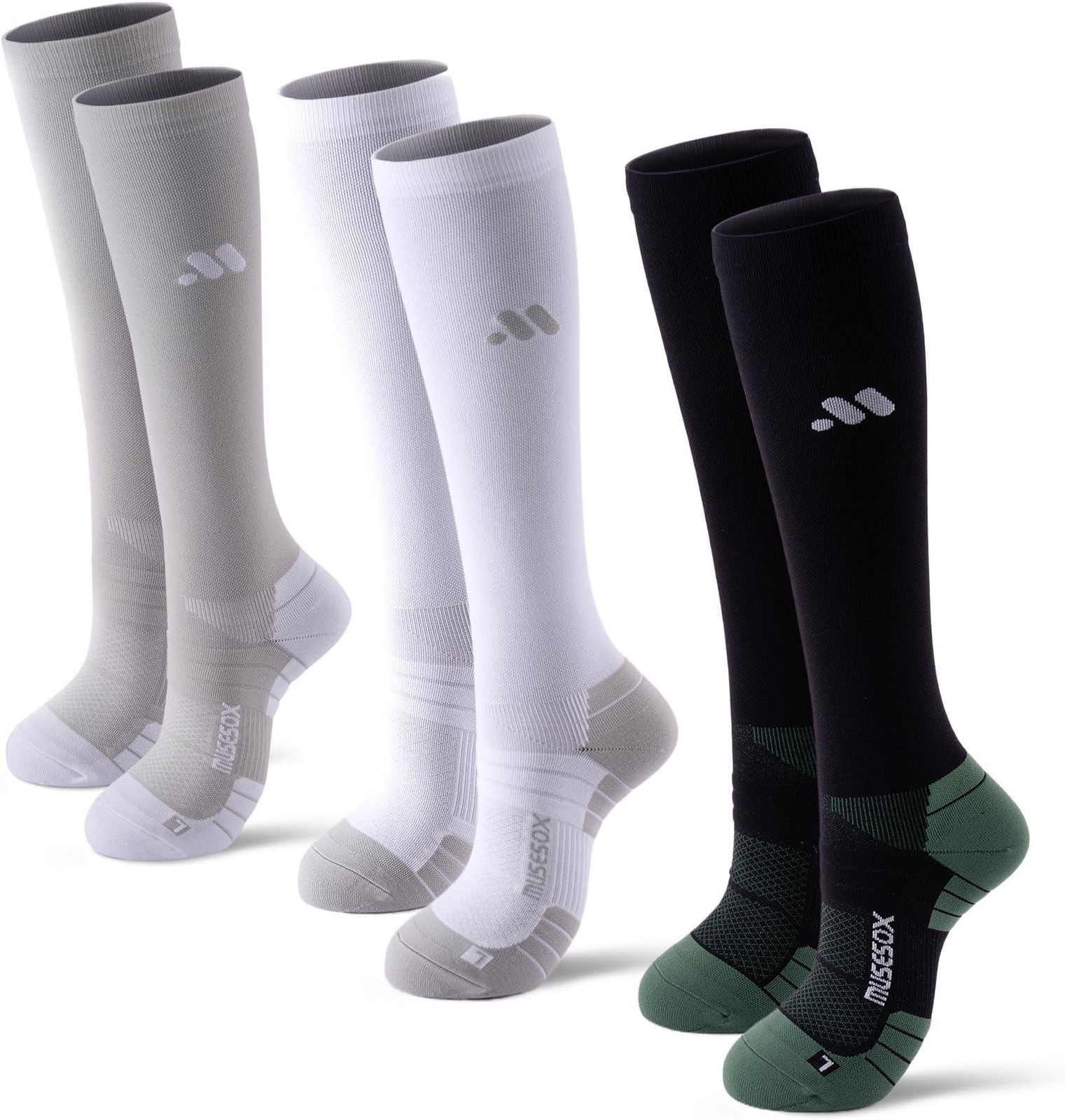 Compression Socks for Women and Men,Knee High 15-20mmHg Graduated Support(3 P…
