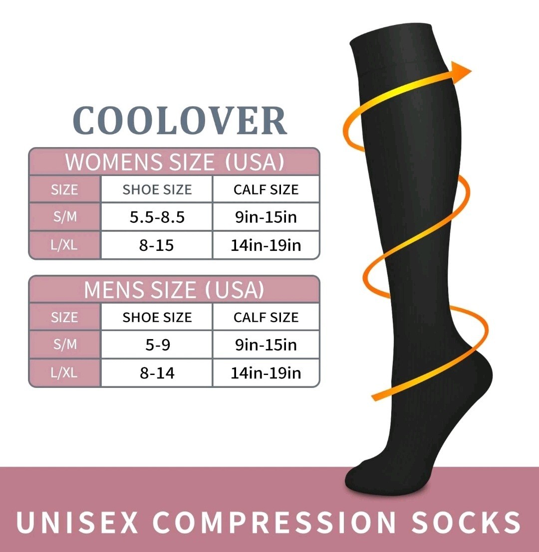 COOLOVER 4 Pairs Compression Socks for Women and Men -Best Support for Runnin…