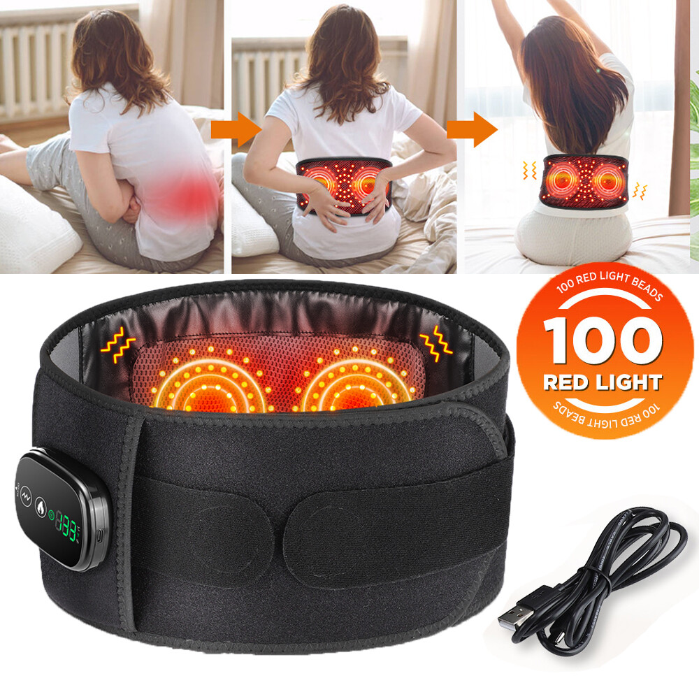 Electric Infrared Heated Vibration Massage Belt Lumbar Waist Support Brace Belt