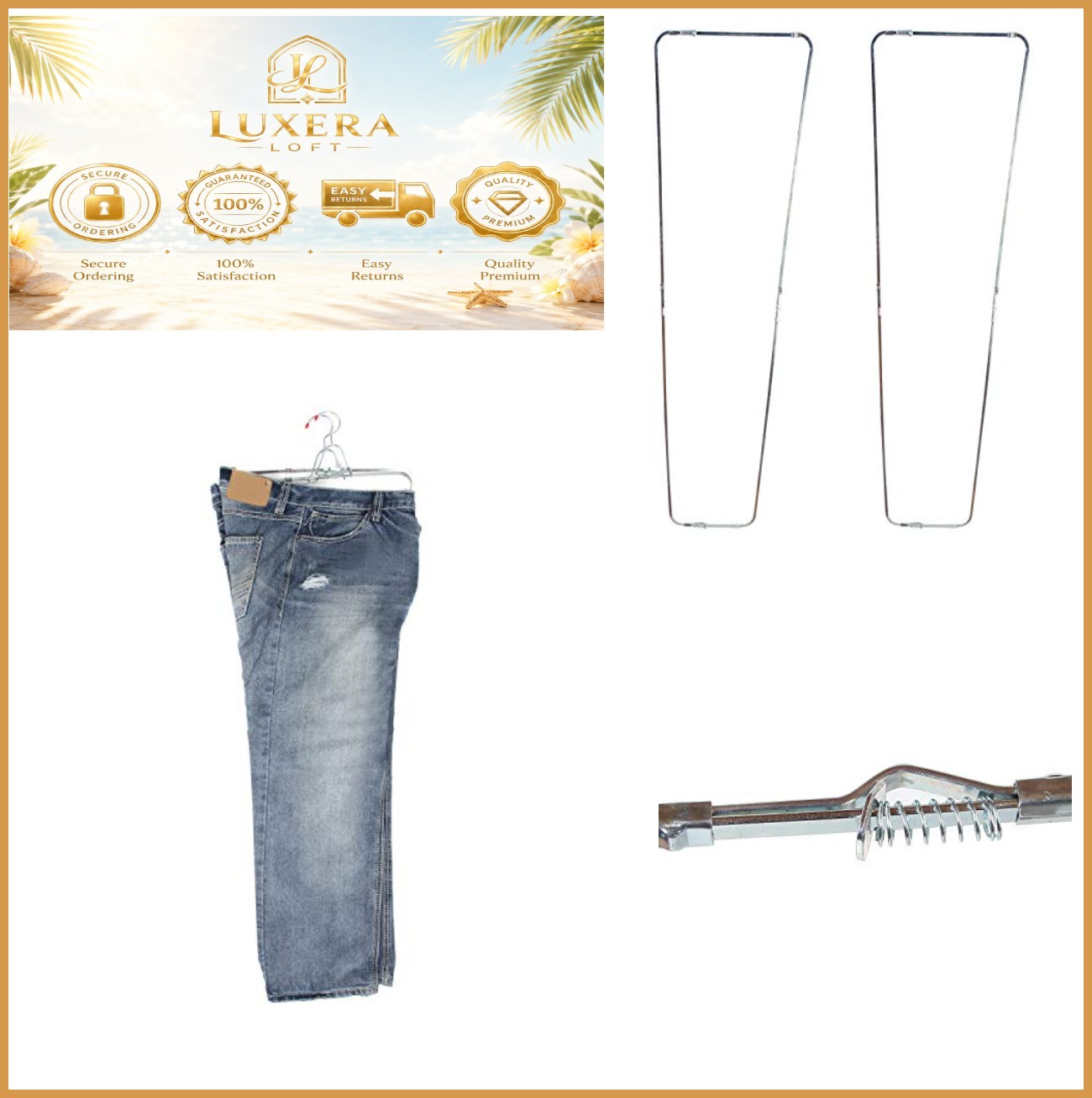 Pants Stretcher Set of 2 Wrinkle Free Adjustable Steel Silver