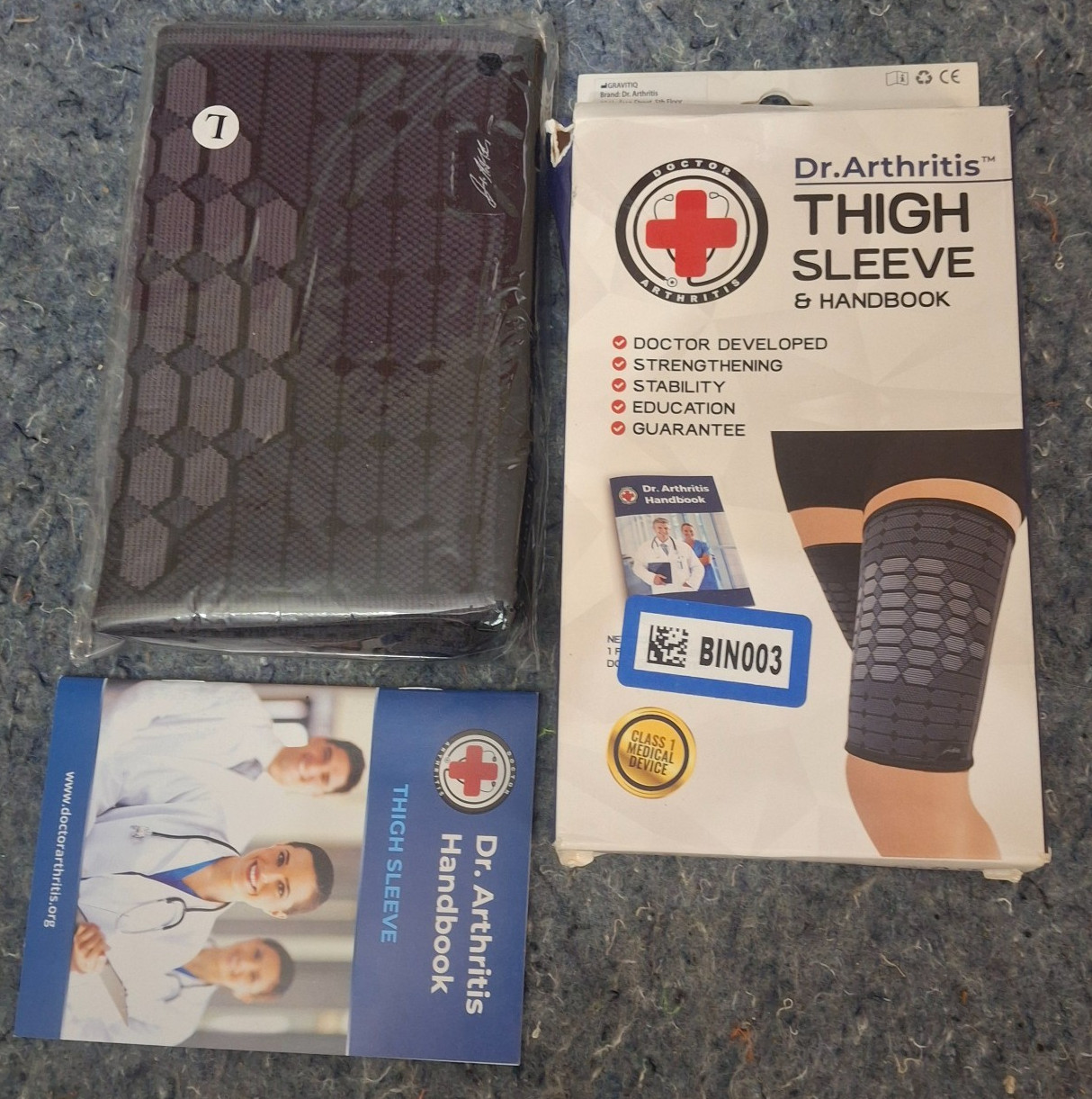Dr Arthritis Thigh Hamstring Compression Sleeve Brace Size Large Black 2-Pc Pair