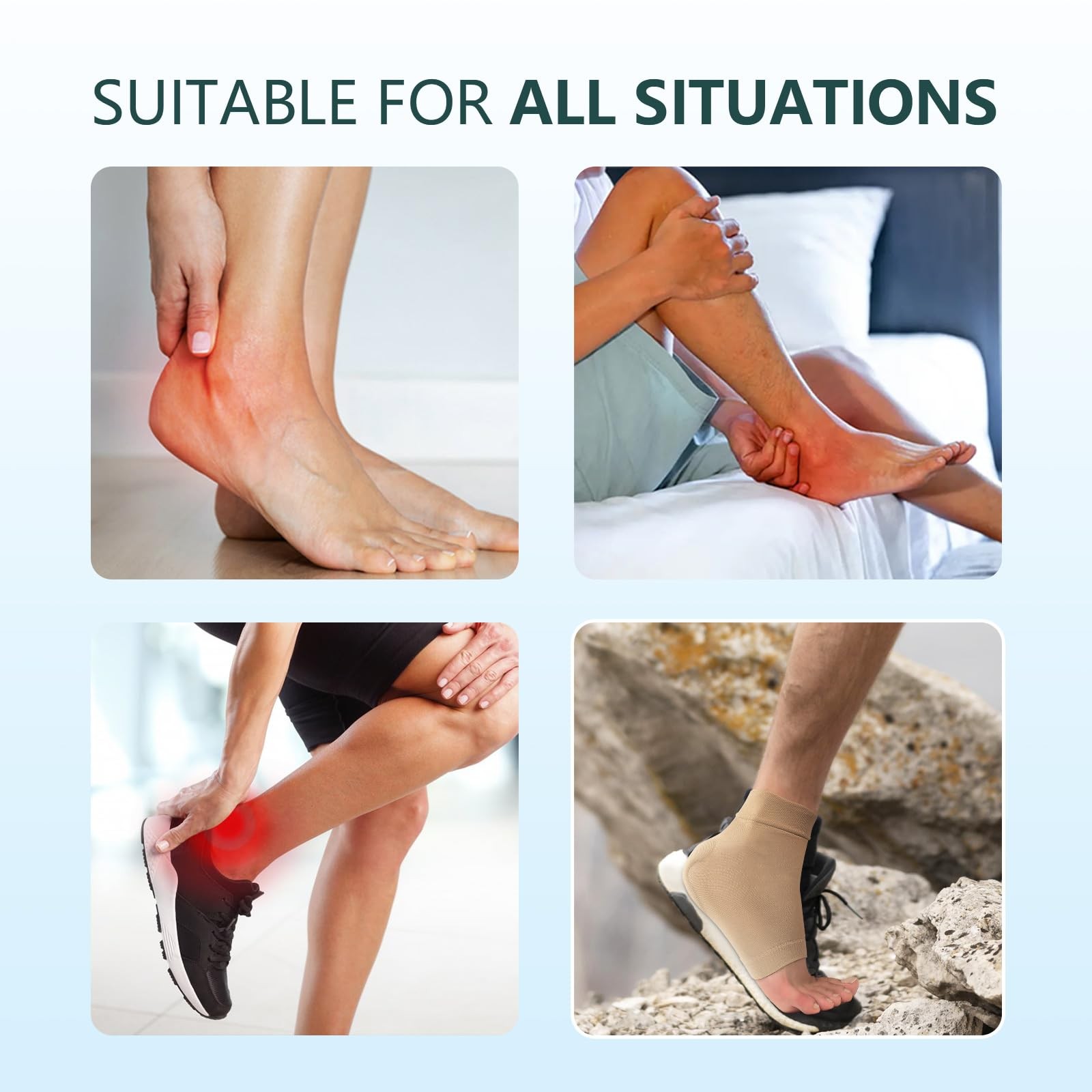 Achilles Tendon Heel Protector Compression Padded Sleeve Regular Size, Beige