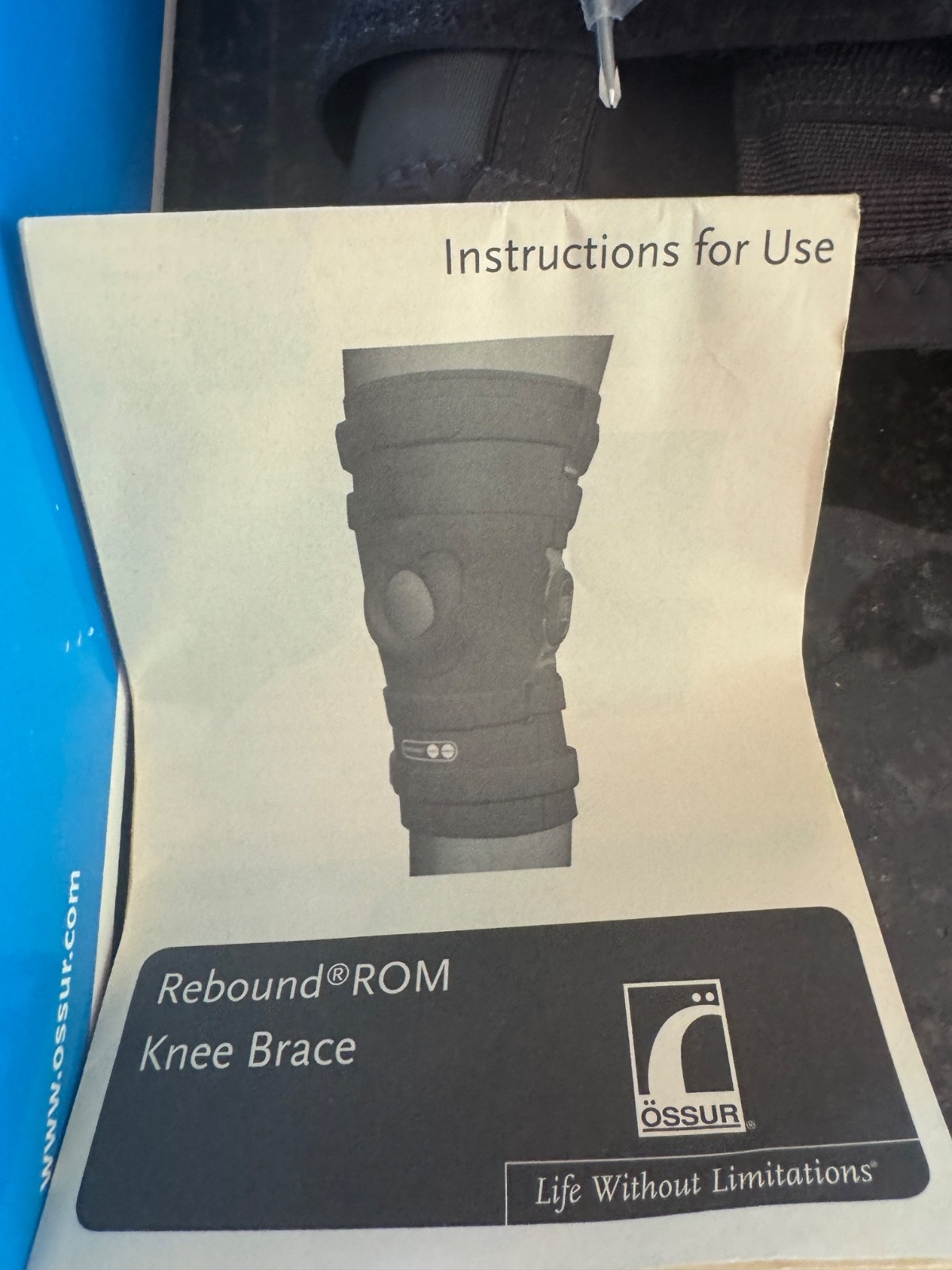 XL-OSSUR REBOUND ROM POST-OP KNEE BRACE WRAP-SHORT-COOLTECH & ADJUSTERS 707058