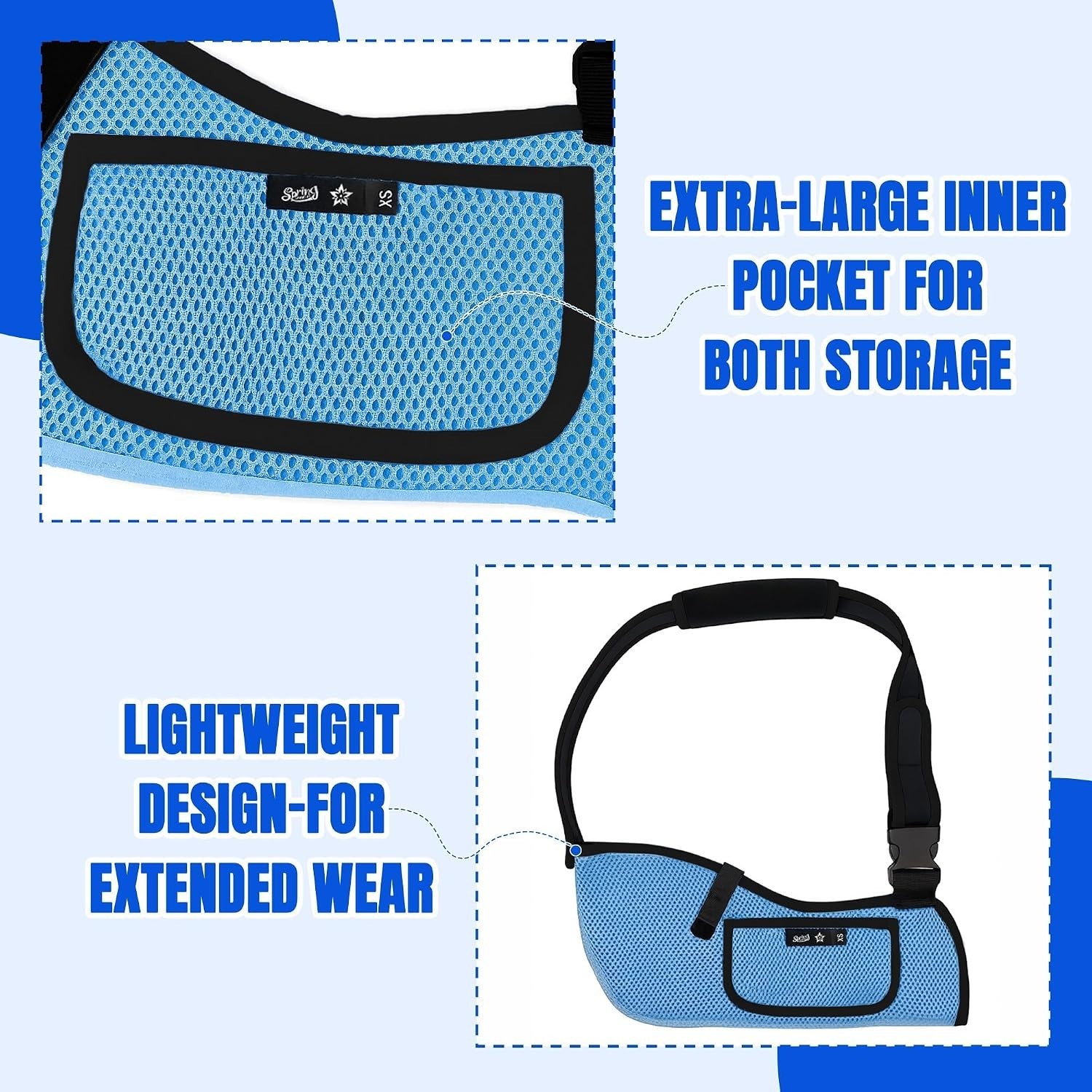 Adjustable Kids Arm Sling – Lightweight Breathable Shoulder Immobilizer in Blue