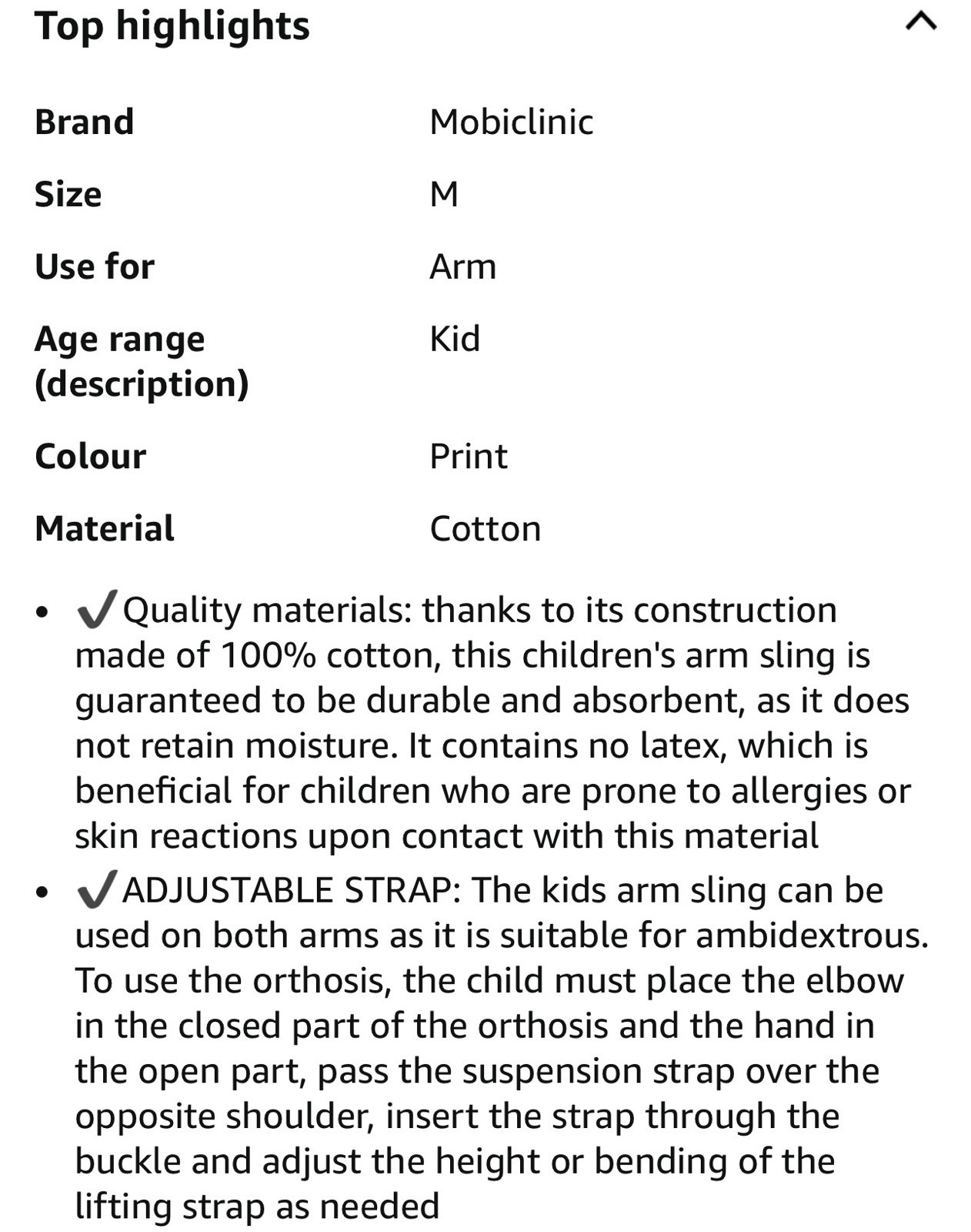 Mobiclinic Child Arm Sling med(11.417”) 6”h Dinosaur Print Washable New
